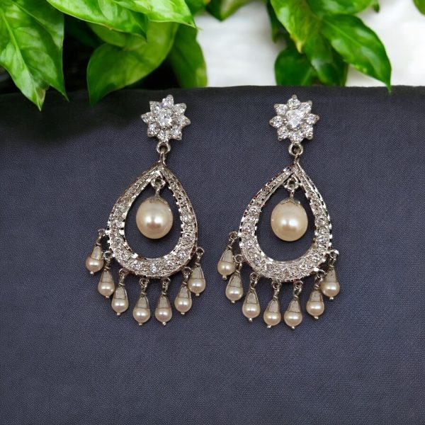 Pendientes Colgantes Perlas Circonitas Oro